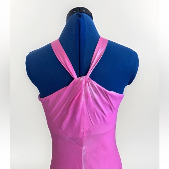 vintage 90s Y2K cache pink shiny maxi dress tie knot Size 4 *Flaws - Picture 9 of 14